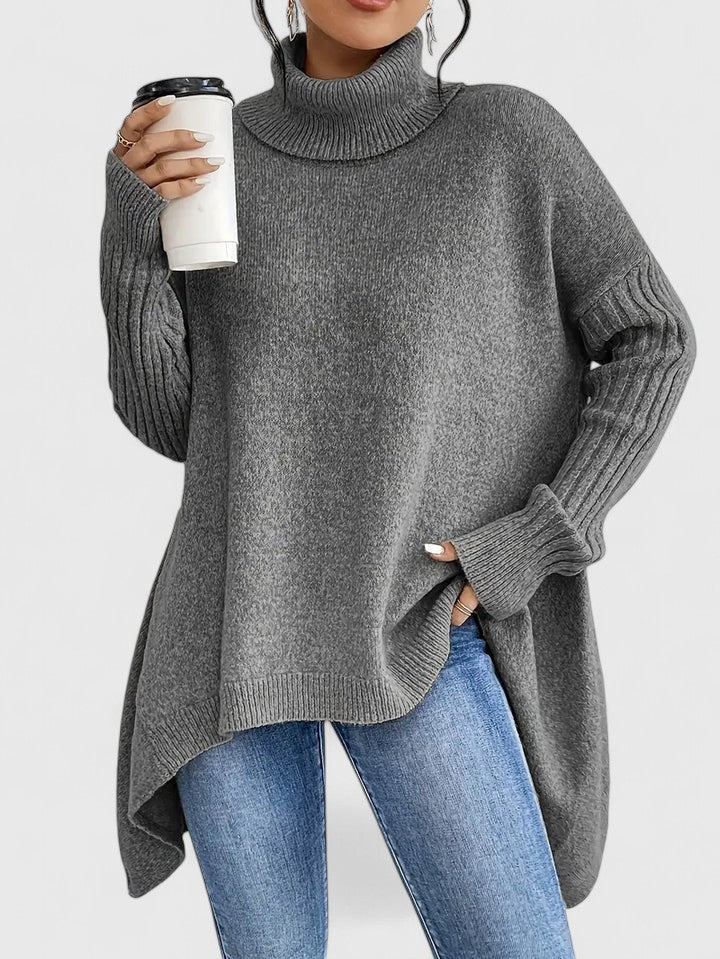 Casual Drop-shoulder Turtleneck Chunky Knit Sweater