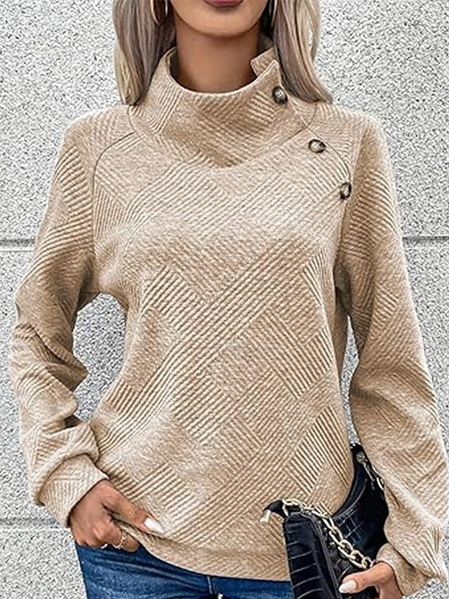 🎄Weihnachts-SALE🔥Damen High Neck Sweatshirt mit speziellen Knöpfen