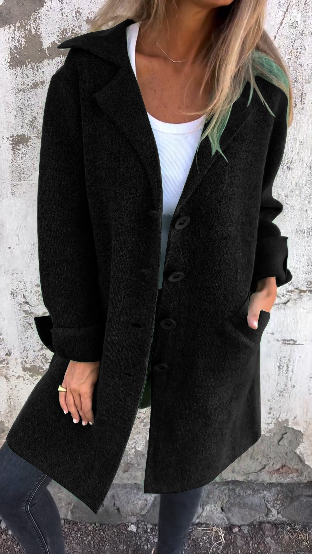 CLEARANCE SALE🔥 Casual Lapel Wool Single Breasted Long Coat- 48% OFF