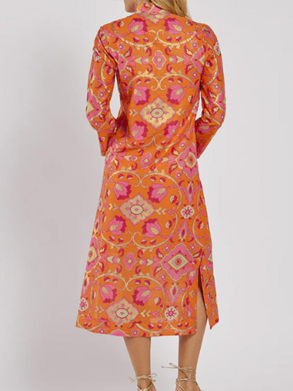 New🔥 Spring Foil Printed V-Neck Dress